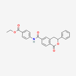 molecular formula C25H21NO5 B2984058 ethyl 4-(1-oxo-3-phenyl-3,4-dihydro-1H-2-benzopyran-6-amido)benzoate CAS No. 853889-94-8