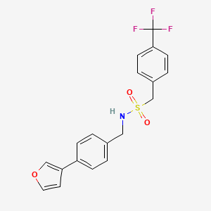 molecular formula C19H16F3NO3S B2984098 N-(4-(furan-3-yl)benzyl)-1-(4-(trifluoromethyl)phenyl)methanesulfonamide CAS No. 2034602-89-4