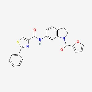 molecular formula C23H17N3O3S B2984119 N-(1-(furan-2-carbonyl)indolin-6-yl)-2-phenylthiazole-4-carboxamide CAS No. 1448027-91-5