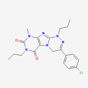 molecular formula C20H23ClN6O2 B2984121 3-(4-chlorophenyl)-9-methyl-1,7-dipropyl-4H-purino[8,7-c][1,2,4]triazine-6,8-dione CAS No. 898410-44-1