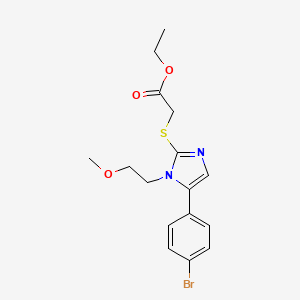 molecular formula C16H19BrN2O3S B2984157 ethyl 2-((5-(4-bromophenyl)-1-(2-methoxyethyl)-1H-imidazol-2-yl)thio)acetate CAS No. 1207039-23-3