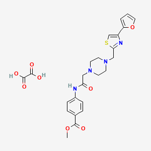 molecular formula C24H26N4O8S B2984176 Methyl 4-(2-(4-((4-(furan-2-yl)thiazol-2-yl)methyl)piperazin-1-yl)acetamido)benzoate oxalate CAS No. 1351590-75-4