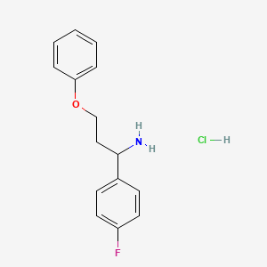molecular formula C15H17ClFNO B2984254 1-(4-Fluorophenyl)-3-phenoxypropan-1-amine hydrochloride CAS No. 2225145-04-8