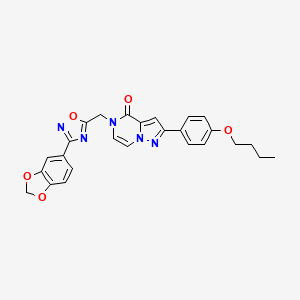 molecular formula C26H23N5O5 B2984272 5-{[3-(2H-1,3-benzodioxol-5-yl)-1,2,4-oxadiazol-5-yl]methyl}-2-(4-butoxyphenyl)-4H,5H-pyrazolo[1,5-a]pyrazin-4-one CAS No. 1207057-58-6