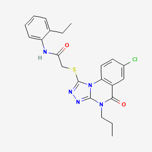B2984310 2-((7-chloro-5-oxo-4-propyl-4,5-dihydro-[1,2,4]triazolo[4,3-a]quinazolin-1-yl)thio)-N-(2-ethylphenyl)acetamide CAS No. 1111151-51-9