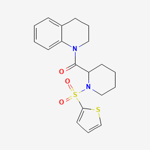 molecular formula C19H22N2O3S2 B2984321 (3,4-dihydroquinolin-1(2H)-yl)(1-(thiophen-2-ylsulfonyl)piperidin-2-yl)methanone CAS No. 1097900-93-0