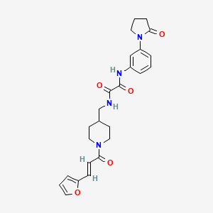 molecular formula C25H28N4O5 B2984331 (E)-N1-((1-(3-(furan-2-yl)acryloyl)piperidin-4-yl)methyl)-N2-(3-(2-oxopyrrolidin-1-yl)phenyl)oxalamide CAS No. 1331400-92-0