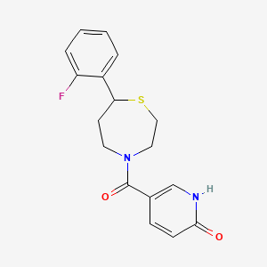 molecular formula C17H17FN2O2S B2984342 5-(7-(2-fluorophenyl)-1,4-thiazepane-4-carbonyl)pyridin-2(1H)-one CAS No. 1705718-32-6