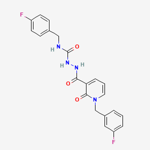 molecular formula C21H18F2N4O3 B2984369 N-(4-fluorobenzyl)-2-(1-(3-fluorobenzyl)-2-oxo-1,2-dihydropyridine-3-carbonyl)hydrazinecarboxamide CAS No. 1105226-04-7