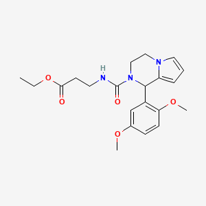 molecular formula C21H27N3O5 B2984379 Ethyl 3-(1-(2,5-dimethoxyphenyl)-1,2,3,4-tetrahydropyrrolo[1,2-a]pyrazine-2-carboxamido)propanoate CAS No. 899750-72-2