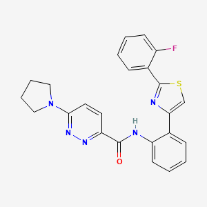 molecular formula C24H20FN5OS B2984422 N-(2-(2-(2-fluorophenyl)thiazol-4-yl)phenyl)-6-(pyrrolidin-1-yl)pyridazine-3-carboxamide CAS No. 1796947-52-8