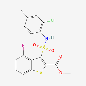 molecular formula C17H13ClFNO4S2 B2984430 Methyl 3-[(2-chloro-4-methylphenyl)sulfamoyl]-4-fluoro-1-benzothiophene-2-carboxylate CAS No. 941919-15-9