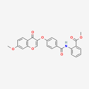 molecular formula C25H19NO7 B2984437 Methyl 2-{[4-(7-methoxy-4-oxochromen-3-yloxy)phenyl]carbonylamino}benzoate CAS No. 951956-60-8