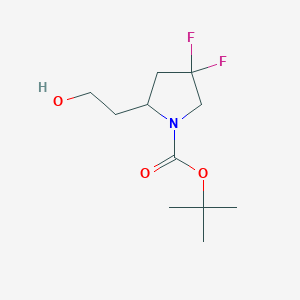 molecular formula C11H19F2NO3 B2984504 Tert-butyl 4,4-difluoro-2-(2-hydroxyethyl)pyrrolidine-1-carboxylate CAS No. 2413868-95-6