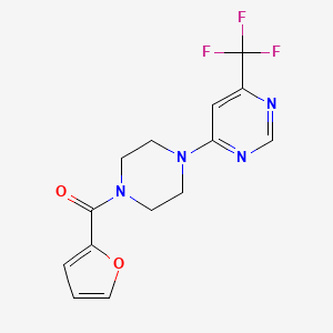 molecular formula C14H13F3N4O2 B2984512 Furan-2-yl(4-(6-(trifluoromethyl)pyrimidin-4-yl)piperazin-1-yl)methanone CAS No. 2034343-40-1