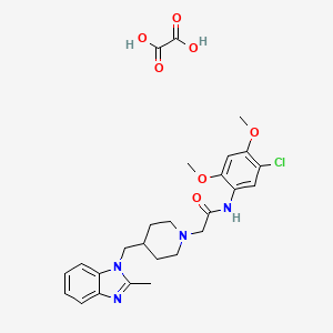 molecular formula C26H31ClN4O7 B2984516 N-(5-chloro-2,4-dimethoxyphenyl)-2-(4-((2-methyl-1H-benzo[d]imidazol-1-yl)methyl)piperidin-1-yl)acetamide oxalate CAS No. 1351599-37-5