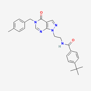molecular formula C26H29N5O2 B2984595 4-(tert-butyl)-N-(2-(5-(4-methylbenzyl)-4-oxo-4,5-dihydro-1H-pyrazolo[3,4-d]pyrimidin-1-yl)ethyl)benzamide CAS No. 922088-43-5