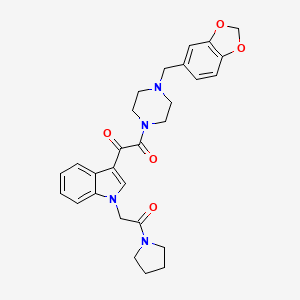 1-(4-(benzo[d][1,3]dioxol-5-ylmethyl)piperazin-1-yl)-2-(1-(2-oxo-2-(pyrrolidin-1-yl)ethyl)-1H-indol-3-yl)ethane-1,2-dione
