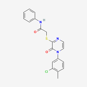 2-((4-(3-chloro-4-methylphenyl)-3-oxo-3,4-dihydropyrazin-2-yl)thio)-N-phenylacetamide