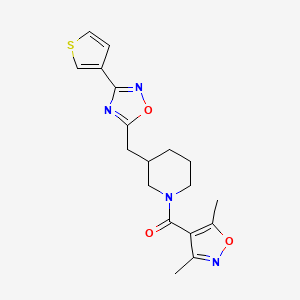 (3,5-Dimethylisoxazol-4-yl)(3-((3-(thiophen-3-yl)-1,2,4-oxadiazol-5-yl)methyl)piperidin-1-yl)methanone