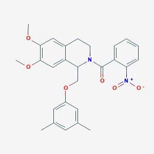 (1-((3,5-dimethylphenoxy)methyl)-6,7-dimethoxy-3,4-dihydroisoquinolin-2(1H)-yl)(2-nitrophenyl)methanone