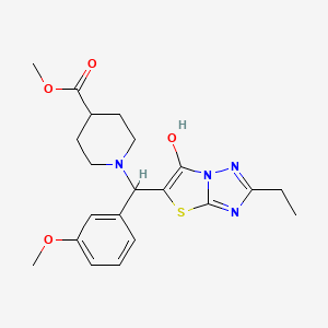 Methyl 1-((2-ethyl-6-hydroxythiazolo[3,2-b][1,2,4]triazol-5-yl)(3-methoxyphenyl)methyl)piperidine-4-carboxylate