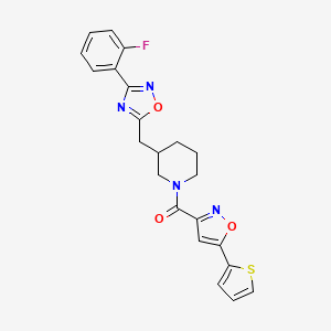 (3-((3-(2-Fluorophenyl)-1,2,4-oxadiazol-5-yl)methyl)piperidin-1-yl)(5-(thiophen-2-yl)isoxazol-3-yl)methanone