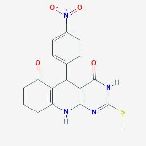 2-(methylthio)-5-(4-nitrophenyl)-7,8,9,10-tetrahydropyrimido[4,5-b]quinoline-4,6(3H,5H)-dione