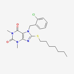 7-[(2-Chlorophenyl)methyl]-8-heptylsulfanyl-1,3-dimethylpurine-2,6-dione