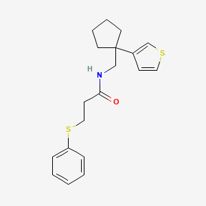 3-(phenylthio)-N-((1-(thiophen-3-yl)cyclopentyl)methyl)propanamide