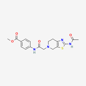 molecular formula C18H20N4O4S B2984667 methyl 4-(2-(2-acetamido-6,7-dihydrothiazolo[5,4-c]pyridin-5(4H)-yl)acetamido)benzoate CAS No. 1351645-91-4