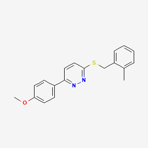 molecular formula C19H18N2OS B2984669 3-(4-Methoxyphenyl)-6-((2-methylbenzyl)thio)pyridazine CAS No. 896053-65-9