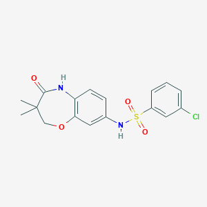 molecular formula C17H17ClN2O4S B2984672 3-chloro-N-(3,3-dimethyl-4-oxo-2,3,4,5-tetrahydrobenzo[b][1,4]oxazepin-8-yl)benzenesulfonamide CAS No. 921998-65-4