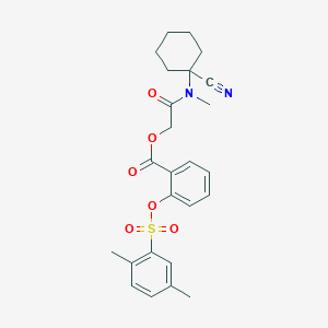 molecular formula C25H28N2O6S B2984674 [2-[(1-Cyanocyclohexyl)-methylamino]-2-oxoethyl] 2-(2,5-dimethylphenyl)sulfonyloxybenzoate CAS No. 848340-39-6