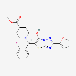 Methyl 1-((2-fluorophenyl)(2-(furan-2-yl)-6-hydroxythiazolo[3,2-b][1,2,4]triazol-5-yl)methyl)piperidine-4-carboxylate