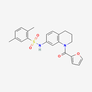 molecular formula C22H22N2O4S B2984679 N-[1-(呋喃-2-羰基)-3,4-二氢-2H-喹啉-7-基]-2,5-二甲苯磺酰胺 CAS No. 946267-74-9