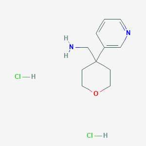 molecular formula C11H18Cl2N2O B2984683 [4-(Pyridin-3-yl)oxan-4-yl]methanamine dihydrochloride CAS No. 1402232-94-3