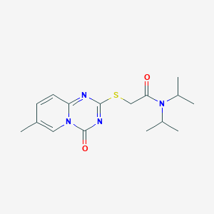 molecular formula C16H22N4O2S B2984687 2-(7-methyl-4-oxopyrido[1,2-a][1,3,5]triazin-2-yl)sulfanyl-N,N-di(propan-2-yl)acetamide CAS No. 896325-49-8