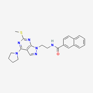 molecular formula C23H24N6OS B2984690 N-(2-(6-(methylthio)-4-(pyrrolidin-1-yl)-1H-pyrazolo[3,4-d]pyrimidin-1-yl)ethyl)-2-naphthamide CAS No. 946211-10-5