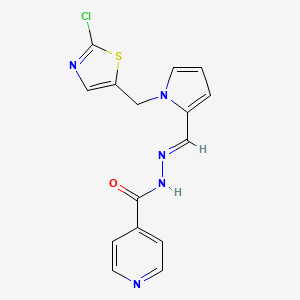 molecular formula C15H12ClN5OS B2984691 N'-[(1E)-{1-[(2-chloro-1,3-thiazol-5-yl)methyl]-1H-pyrrol-2-yl}methylidene]pyridine-4-carbohydrazide CAS No. 692732-75-5