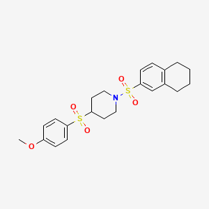 molecular formula C22H27NO5S2 B2984695 4-((4-Methoxyphenyl)sulfonyl)-1-((5,6,7,8-tetrahydronaphthalen-2-yl)sulfonyl)piperidine CAS No. 1448054-36-1