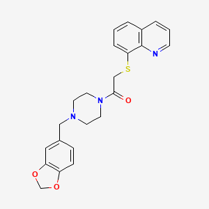 1-(4-(Benzo[d][1,3]dioxol-5-ylmethyl)piperazin-1-yl)-2-(quinolin-8-ylthio)ethanone