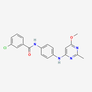 molecular formula C19H17ClN4O2 B2984701 3-chloro-N-(4-((6-methoxy-2-methylpyrimidin-4-yl)amino)phenyl)benzamide CAS No. 946233-87-0