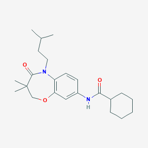 N-(5-isopentyl-3,3-dimethyl-4-oxo-2,3,4,5-tetrahydrobenzo[b][1,4]oxazepin-8-yl)cyclohexanecarboxamide