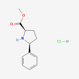 molecular formula C12H16ClNO2 B2984712 Methyl (2R,5S)-5-phenylpyrrolidine-2-carboxylate hydrochloride CAS No. 1421838-89-2