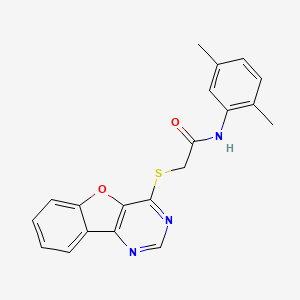 molecular formula C20H17N3O2S B2984742 2-([1]benzofuro[3,2-d]pyrimidin-4-ylsulfanyl)-N-(2,5-dimethylphenyl)acetamide CAS No. 843637-32-1