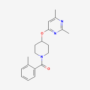 molecular formula C19H23N3O2 B2984747 (4-((2,6-Dimethylpyrimidin-4-yl)oxy)piperidin-1-yl)(o-tolyl)methanone CAS No. 2034431-49-5