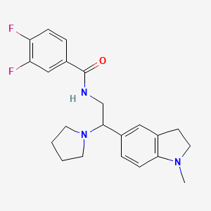 molecular formula C22H25F2N3O B2984750 3,4-difluoro-N-(2-(1-methylindolin-5-yl)-2-(pyrrolidin-1-yl)ethyl)benzamide CAS No. 921895-06-9