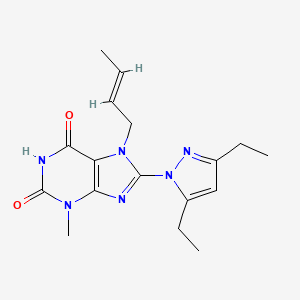 molecular formula C17H22N6O2 B2984757 7-[(E)-but-2-enyl]-8-(3,5-diethylpyrazol-1-yl)-3-methylpurine-2,6-dione CAS No. 1014032-61-1