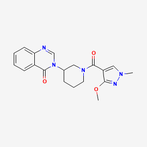 molecular formula C19H21N5O3 B2984765 3-(1-(3-甲氧基-1-甲基-1H-吡唑-4-羰基)哌啶-3-基)喹唑啉-4(3H)-酮 CAS No. 2034296-44-9